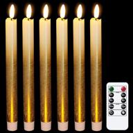 🕯️ wondise flickering flameless taper candles – remote controlled & timed, 9-inch battery operated gold led window candles for christmas home decoration, set of 6 (0.78 x 9.64 inch) логотип