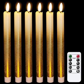 img 4 attached to 🕯️ Wondise Flickering Flameless Taper Candles – Remote Controlled & Timed, 9-Inch Battery Operated Gold LED Window Candles for Christmas Home Decoration, Set of 6 (0.78 x 9.64 Inch)