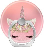 🦄 unicorn lashes pink rose gold glitter flower finger stand cell phone ring holder - 360 degree car mount with hook for smartphones logo