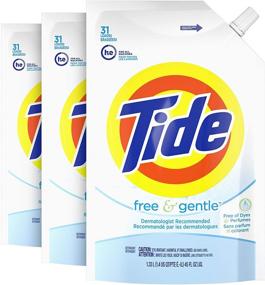 img 4 attached to 🌊 Tide Free &amp; Gentle Liquid Laundry Detergent, 93 Loads - New Concentrated Formula - Pack of 3
