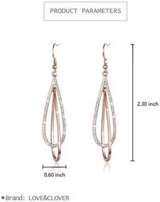 img 2 attached to 💎 Stunning LOVE&CLOVER Crystal Drop Dangle Earrings: Perfect Rose Gold Gift for Women & Girls