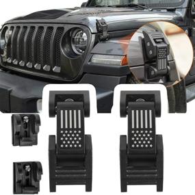 img 4 attached to YOCTM Solid Steel Hood Catch Latches For 2018 2019 2020 2021 Jeep Wrangler JL JLU Rubicon Sahara Sport Gladiator JT Hood Locking Catch Kit No More Hood Flutter (US Flag)