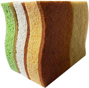 img 2 attached to 🌿 Eco-Friendly Kitchen Sponges: 12-Pack of 6 Types Natural Plant-Based Scrub Sponges with Palm Fiber, Non-Scratch & Compostable, Durable, Odorless Kitchen Scrubbers