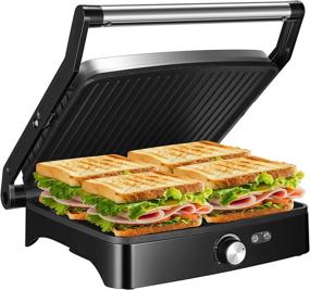 img 4 attached to OSTBA Panini Press Grill Indoor Grill Sandwich Maker with Temperature Control, 4 Slice Non-stick 🥪 Versatile Grill, 180 Degree Opening for Any Food Size, Removable Drip Tray, 1200W - Enhanced SEO