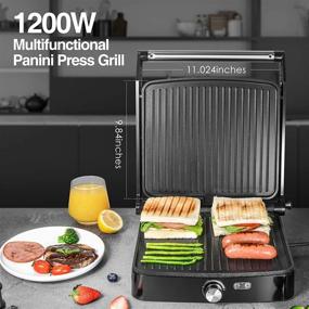 img 1 attached to OSTBA Panini Press Grill Indoor Grill Sandwich Maker with Temperature Control, 4 Slice Non-stick 🥪 Versatile Grill, 180 Degree Opening for Any Food Size, Removable Drip Tray, 1200W - Enhanced SEO