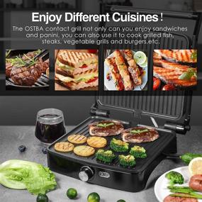 img 2 attached to OSTBA Panini Press Grill Indoor Grill Sandwich Maker with Temperature Control, 4 Slice Non-stick 🥪 Versatile Grill, 180 Degree Opening for Any Food Size, Removable Drip Tray, 1200W - Enhanced SEO