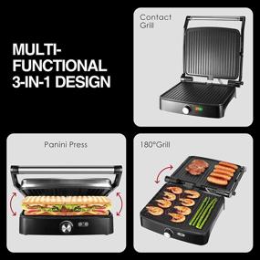 img 3 attached to OSTBA Panini Press Grill Indoor Grill Sandwich Maker with Temperature Control, 4 Slice Non-stick 🥪 Versatile Grill, 180 Degree Opening for Any Food Size, Removable Drip Tray, 1200W - Enhanced SEO