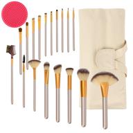 premium 18pcs makeup brush set with case - synthetic 💄 bristles, wood handle, ideal for foundation, powder, concealers, eye shadows & more logo