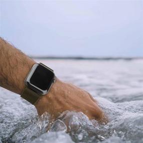 img 1 attached to 📱 Нейлоновый соло-петель с Apple Watch, упаковка из 4 штук, растягивающиеся регулируемые мягкие спортивные дышащие ремешки для Iwatch Series 7/6/5/4/3/2/1/SE, в черном, армейско-зеленом, полуночно-синем и темно-сером цветах, 38/40/41мм