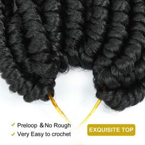 img 1 attached to LYbeauty Short Bob Spring Twist Hair 4 Packs/Lot 8 Inch - Pretwisted Fluffy Curly Crochet Hair Extensions for Crochet Braids - Synthetic Braiding Hair (Pack of 4, 1B)