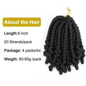 img 2 attached to LYbeauty Short Bob Spring Twist Hair 4 Packs/Lot 8 Inch - Pretwisted Fluffy Curly Crochet Hair Extensions for Crochet Braids - Synthetic Braiding Hair (Pack of 4, 1B)