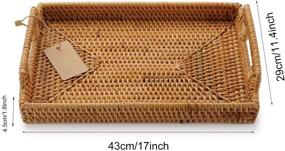 img 2 attached to 🥐 High-Quality Hand-Woven Rectangular Breakfast Serving Tray: 17X11 Inches, 4 Inches Depth