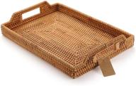 🥐 high-quality hand-woven rectangular breakfast serving tray: 17x11 inches, 4 inches depth logo