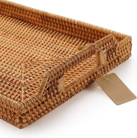 img 3 attached to 🥐 High-Quality Hand-Woven Rectangular Breakfast Serving Tray: 17X11 Inches, 4 Inches Depth