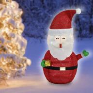 🎅 covfever 2.3ft christmas santa claus with 40 led lights - battery operated light up indoor outdoor decorations logo