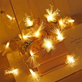 img 4 attached to 16.4ft Flower String Light: Waterproof, 50 LED Fiber Optic for Bedroom, Wall, Christmas Tree, Garland, Wedding Party, Garden Decoration - Warm White