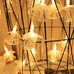 img 3 attached to 16.4ft Flower String Light: Waterproof, 50 LED Fiber Optic for Bedroom, Wall, Christmas Tree, Garland, Wedding Party, Garden Decoration - Warm White