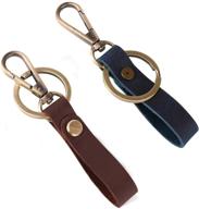 🔑 2-pack leather valet chain carkey - essential men's accessories for better organization and style logo