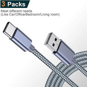 img 3 attached to USB Type C Cable OULUOQI USB C Cable 3 Pack(6Ft) Nylon Braided Fast Charging Cord(USB 2