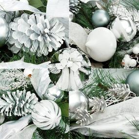 img 2 attached to 🎄 Adeeing 30 Inch Outdoor Christmas Wreath: Battery Operated Xmas Decor with Silver White Ball Ornaments, Bows, and 40 LED Lights - Perfect for Front Door Holiday Décor