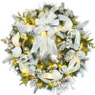 🎄 adeeing 30 inch outdoor christmas wreath: battery operated xmas decor with silver white ball ornaments, bows, and 40 led lights - perfect for front door holiday décor logo