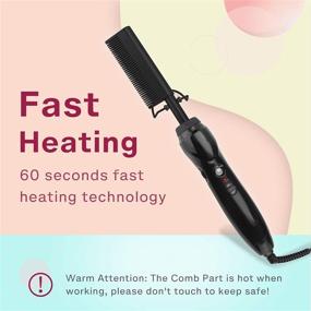 img 3 attached to 🔌 Homfu Electric Hot Comb Hair Straightener Brush Ceramic Curling Press Comb Flat Iron Curlers Designed for Natural Black Hair - Anti-Scald Wig Beard Straightener (Black)