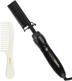 img 4 attached to 🔌 Homfu Electric Hot Comb Hair Straightener Brush Ceramic Curling Press Comb Flat Iron Curlers Designed for Natural Black Hair - Anti-Scald Wig Beard Straightener (Black)