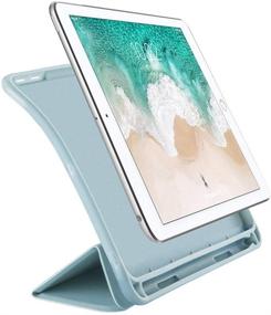 img 2 attached to 📱 GUDOU 2019 iPad Air 10.5 Smart Case with Pencil Holder - Premium PU Leather Trifold Stand Cover - Sky Blue - Auto Sleep/Wake - Protective for iPad Air 3rd Gen 10.5 - Rebound Pencil Slot