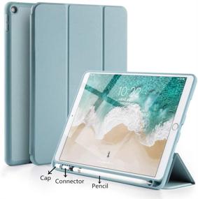 img 3 attached to 📱 GUDOU 2019 iPad Air 10.5 Smart Case with Pencil Holder - Premium PU Leather Trifold Stand Cover - Sky Blue - Auto Sleep/Wake - Protective for iPad Air 3rd Gen 10.5 - Rebound Pencil Slot