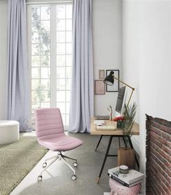 img 3 attached to 🪑 Adelaide Home Office Task Chair by Elle Decor - Armless, Adjustable Height, French Pink Accent - Fabric Upholstered Back and Seat - Chrome-Finished Stainless-Steel Base