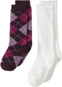 img 1 attached to 🧦 Adorable Country Kids Little Girls' Argyle and Open Weave Pellerine Knee Hi Socks - 2 Pairs