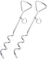 🔩 fasmov pack of 2 metal spiral anchor tie-outs with ring - 16 inches logo