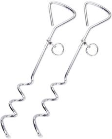 img 4 attached to 🔩 Fasmov Pack of 2 Metal Spiral Anchor Tie-Outs with Ring - 16 Inches