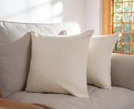 elara star solid throw pillow covers: linen decorative square pillow cases 18x18 inch - soft cushion covers for couch, bed, chair - pack of 2 (cream white) логотип