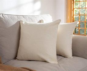 img 4 attached to Elara Star Solid Throw Pillow Covers: Linen Decorative Square Pillow Cases 18x18 Inch - Soft Cushion Covers for Couch, Bed, Chair - Pack of 2 (Cream White)