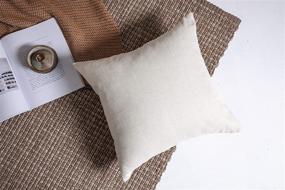 img 3 attached to Elara Star Solid Throw Pillow Covers: Linen Decorative Square Pillow Cases 18x18 Inch - Soft Cushion Covers for Couch, Bed, Chair - Pack of 2 (Cream White)