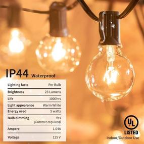 img 1 attached to 🏞️ Globe Outdoor String Lights 25ft - UL Listed Patio Lights for Bistro, Pergola, Porch, Gazebo, Backyard, Warm White