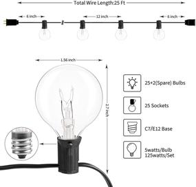 img 3 attached to 🏞️ Globe Outdoor String Lights 25ft - UL Listed Patio Lights for Bistro, Pergola, Porch, Gazebo, Backyard, Warm White