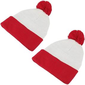 img 1 attached to 🧣 Armycrew Red White Striped Pom Pom Cuff Beanie Hat - Stay Warm and Stylish!