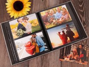 img 3 attached to 📸 RECUTMS Premium Linen Photo Album - Holds 200 4x6 Photos with Two Window Covers - Gray Family Picture Album