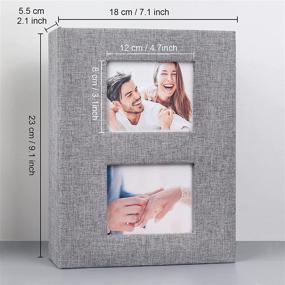 img 1 attached to 📸 RECUTMS Premium Linen Photo Album - Holds 200 4x6 Photos with Two Window Covers - Gray Family Picture Album