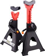 🔧 rajvia steel jack stands 3 ton - double locking, anti-slip sleeve - black (1 pair) logo