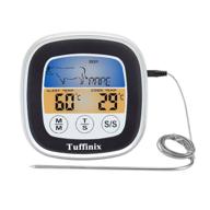 tuffinix digital touchscreen food thermometer with instant read, 40in probe, oven safe for cooking bbq frying pan smoker kitchen cooking – meat thermometer logo