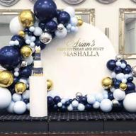 🎈 navy blue and macaron blue balloon arch & garland kit - graduation, wedding, birthday décor - 146pcs, 18in/12in w/ balloon strip tape логотип