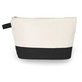img 2 attached to 👜 Versatile and Stylish Cotton Canvas Two Tone Cosmetic Clutch: Organize Your Beauty Essentials with Ease