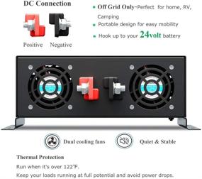img 1 attached to 🌞 WZRELB 3000W Солнечный инвертор мощности: Чистый синусоидальный сигнал, преобразователь 24VDC в 120VAC с LED-дисплеем, беспроводным дистанционным управлением, двойными розетками и проводной подключкой - диапазон 100 футов.