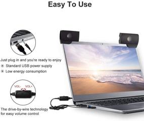 img 1 attached to USB Powered Computer Speakers | Portable Mini Clip-on 🔊 Soundbar for Desktops, Laptops, Notebooks, PCs, Tablets - Wired Speaker