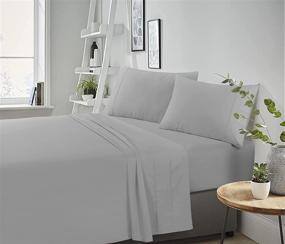 img 4 attached to 🛏️ Белье Linen Republic 100% органический хлопок 350TC простыни Percale: Хрустящие, прохладные и дышащие. Комплект простыней для королевской кровати - устойчив к мятости и со всесторонней эластичностью.