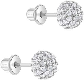 img 3 attached to 💎 Sterling Silver Sparkling Clear Fireball Earrings - Girls' Jewelry: Enhance SEO