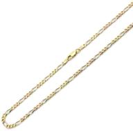 tricolor figaro chain necklace in 14k solid gold - 🔗 1.8mm width - lobster claw clasp - unique 3 color chain logo